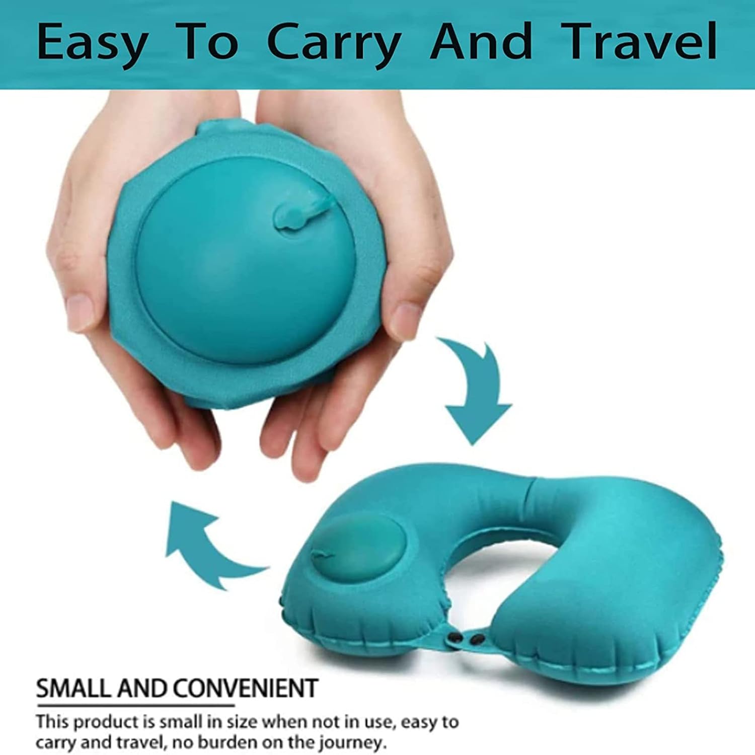 Almohadas inflables de viaje para aviones, almohada inflable impermeable para el cuello, almohadas de viaje ligeras en forma de U con broche para