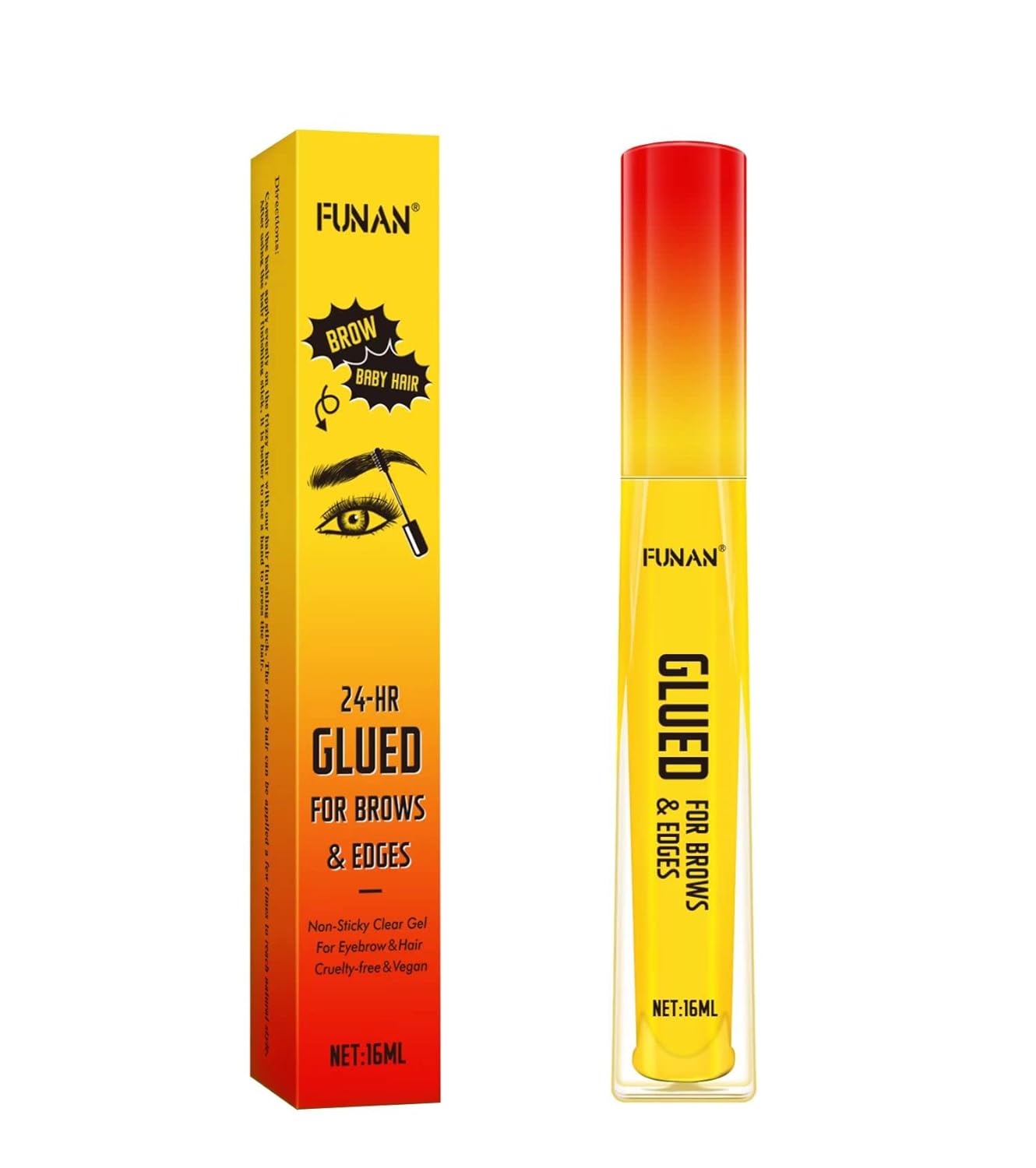 Gel para peinar cejas y bordes, gel de varita 2 en 1 para peinar cejas, sin residuos blancos, gel transparente para cejas no graso, 0.5 fl oz