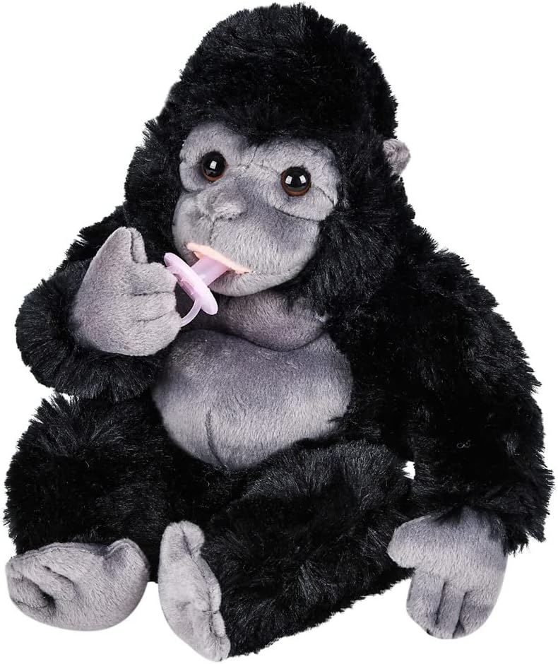 Forest & Twelfth Gorila de peluche para niños de 8 pulgadas con chupete, juguete de animal de zoológico de peluche, lindo y ligero para niños a