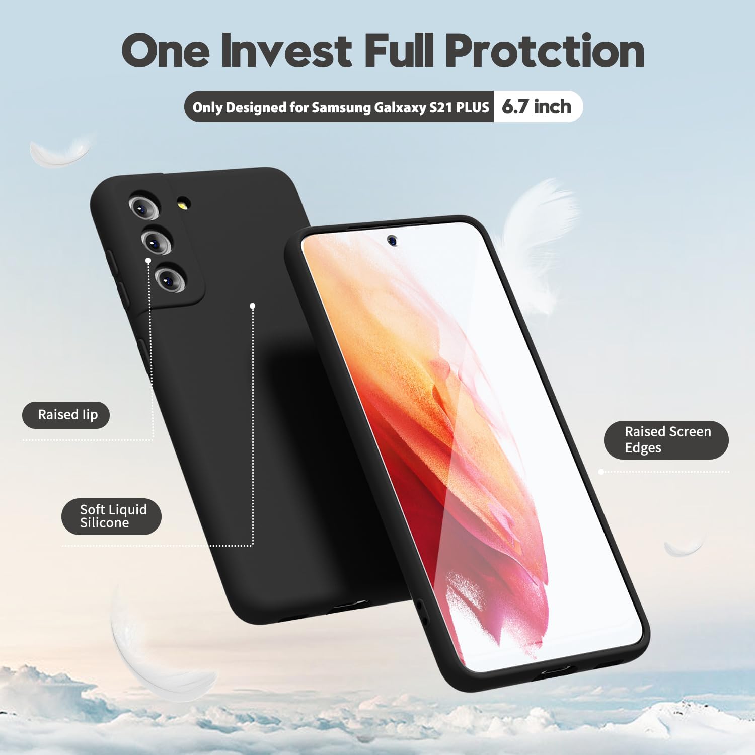 oakxco Funda para teléfono Samsung Galaxy S21 Plus con agarre de silicona líquida, bonita funda de gel TPU suave y delgada para mujeres y niñas,