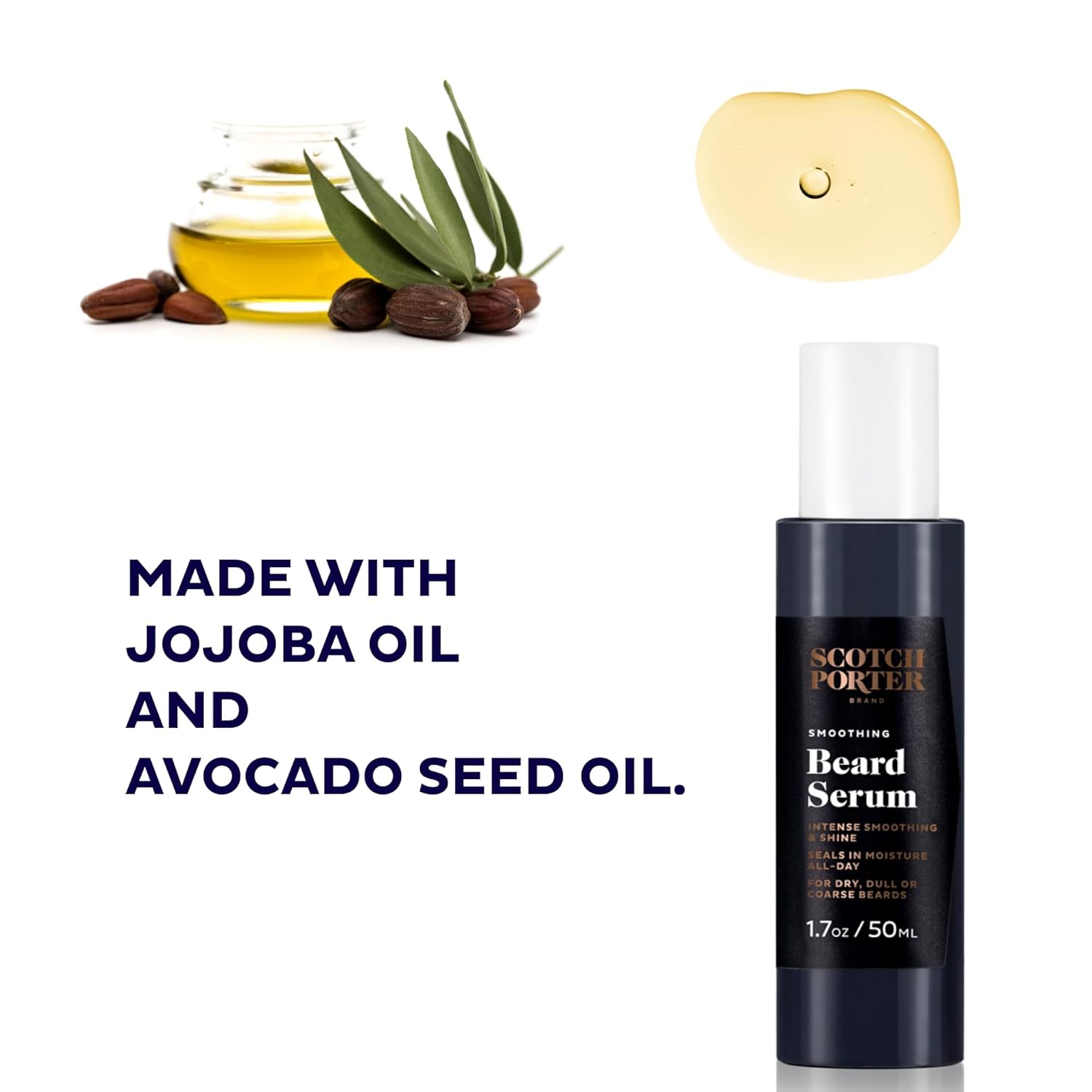 Scotch Porter Acondicionador de barba sin enjuague y suero suavizante para barba para hombres  Formulado con ingredientes no tóxicos, libre de