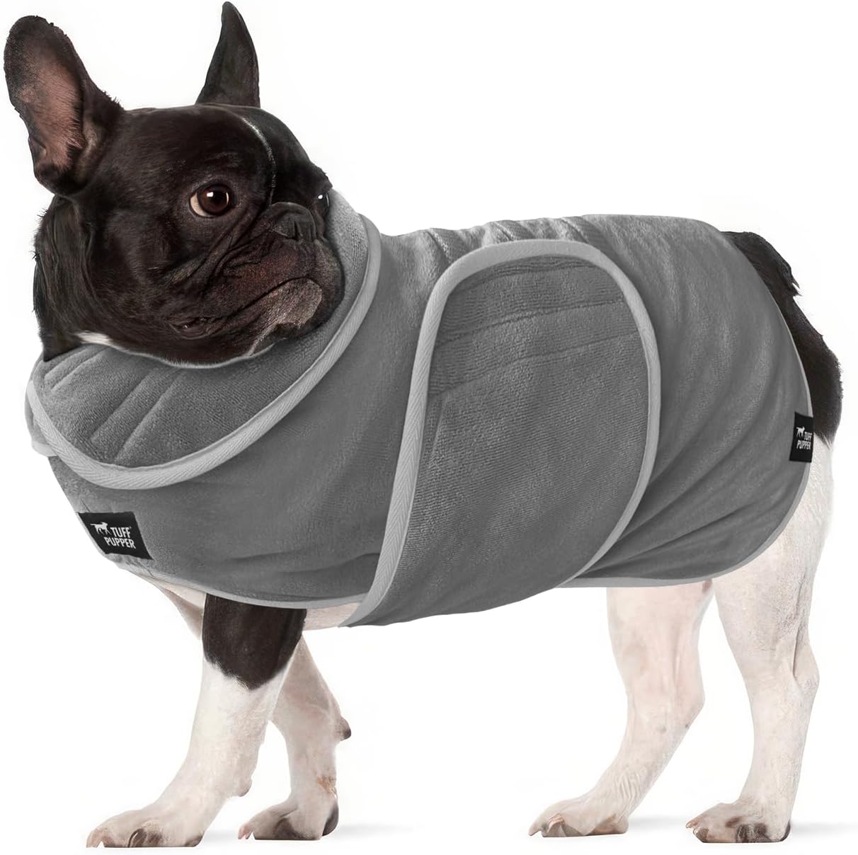 Tuff Pupper Bata de baño para perro de secado rápido, toalla de felpa de 800 GSM, bata de baño súper absorbente para mascotas y cachorros, capucha