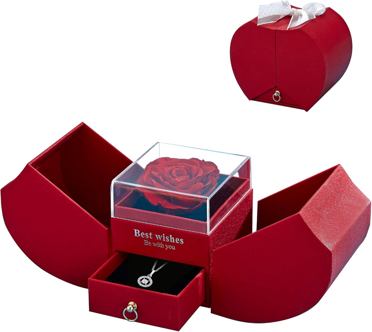 Longhzuo – Rosa eterna con cajón, ideal para regalar a su madre, mujer, novia o esposa en el día de San Valentín, día de la madre, cumpleaños,