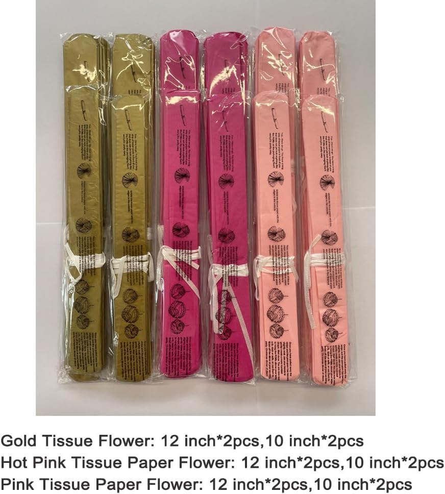Pompones de papel de color rosa intenso y rosa dorado para baby shower, compromiso, despedida de soltero, cumpleaños, día de San Valentín, fiesta