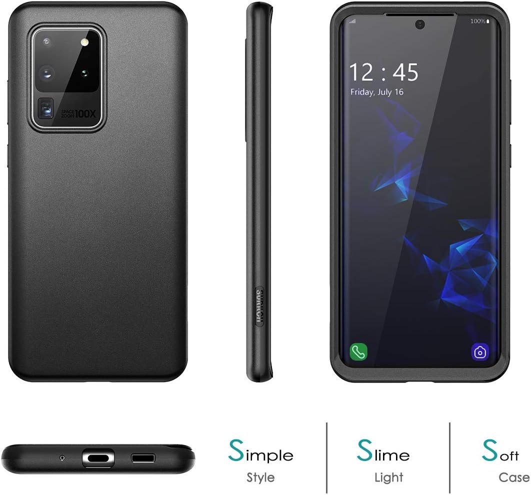 SURITCH Funda para Samsung Galaxy S20 Ultra, Protector de pantalla integrado Protección de cuerpo completo, cubierta de TPU suave, soporte de