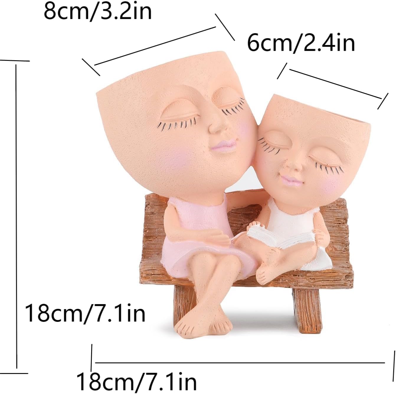 Maceta de doble cara para interiores y exteriores, con agujero de drenaje, bonita maceta de cara de mujer, regalos para familiares y amigos