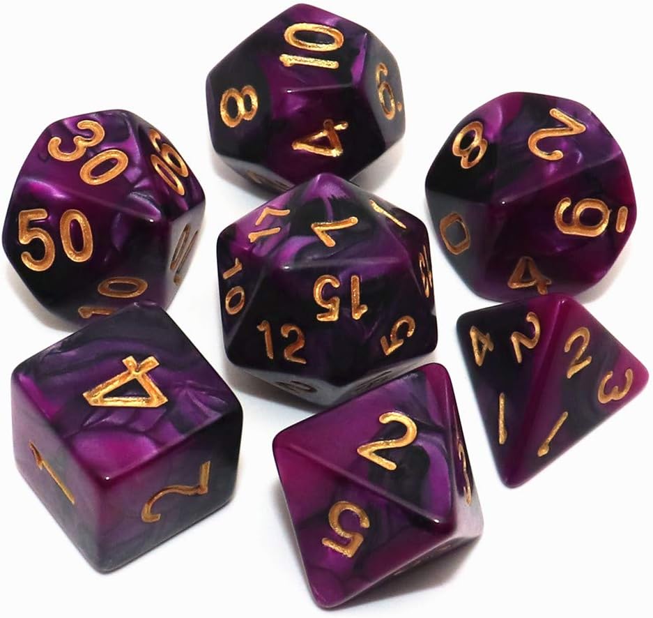 Juego de 7 dados DND para Dungeon and Dragons MTG D&D D20 D12 D10 D8 D6 D4