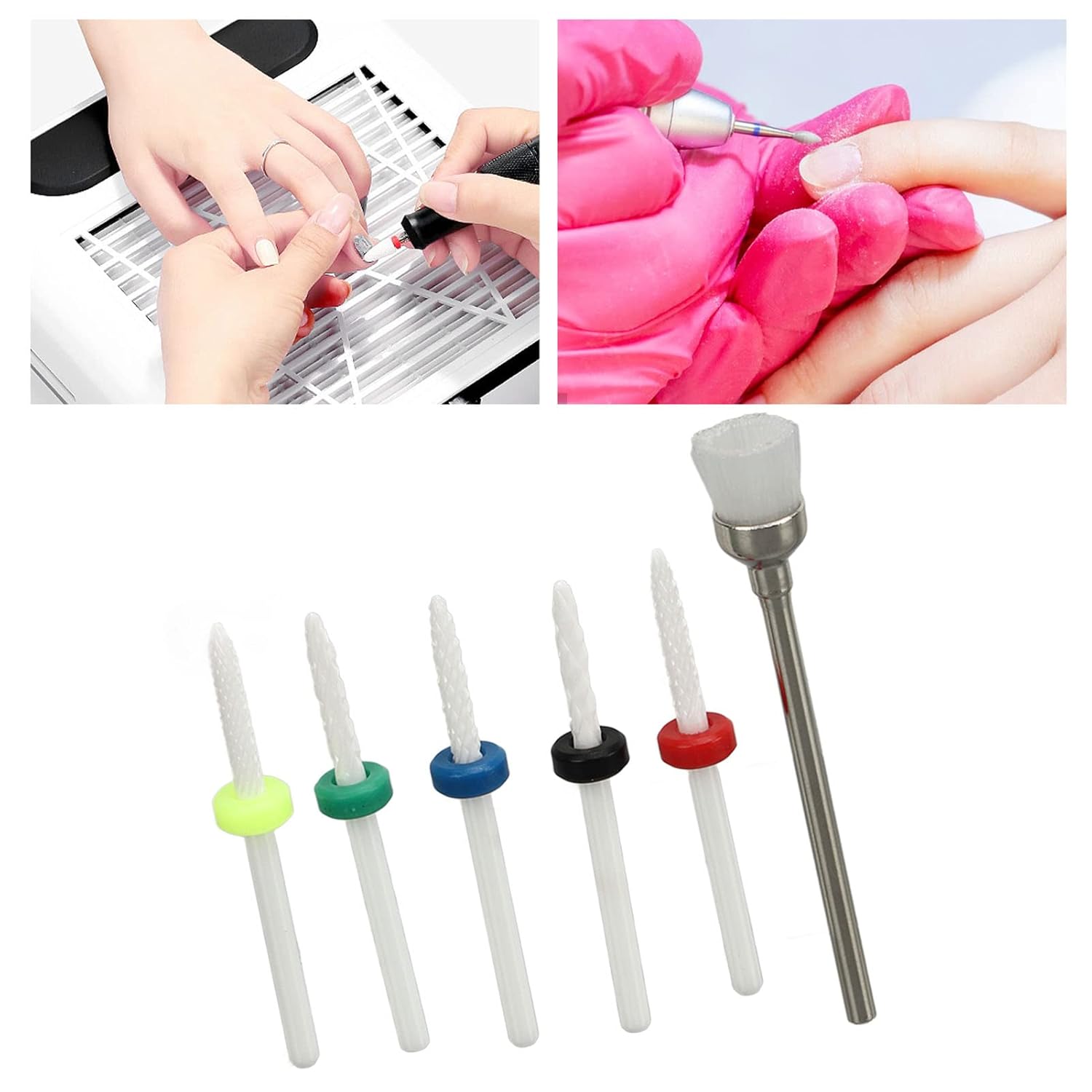 Juego de 6 brocas para uñas, juego de 6 brocas de uñas de cerámica para salón de belleza, removedor de cutículas eléctricas, para artistas de uñas,