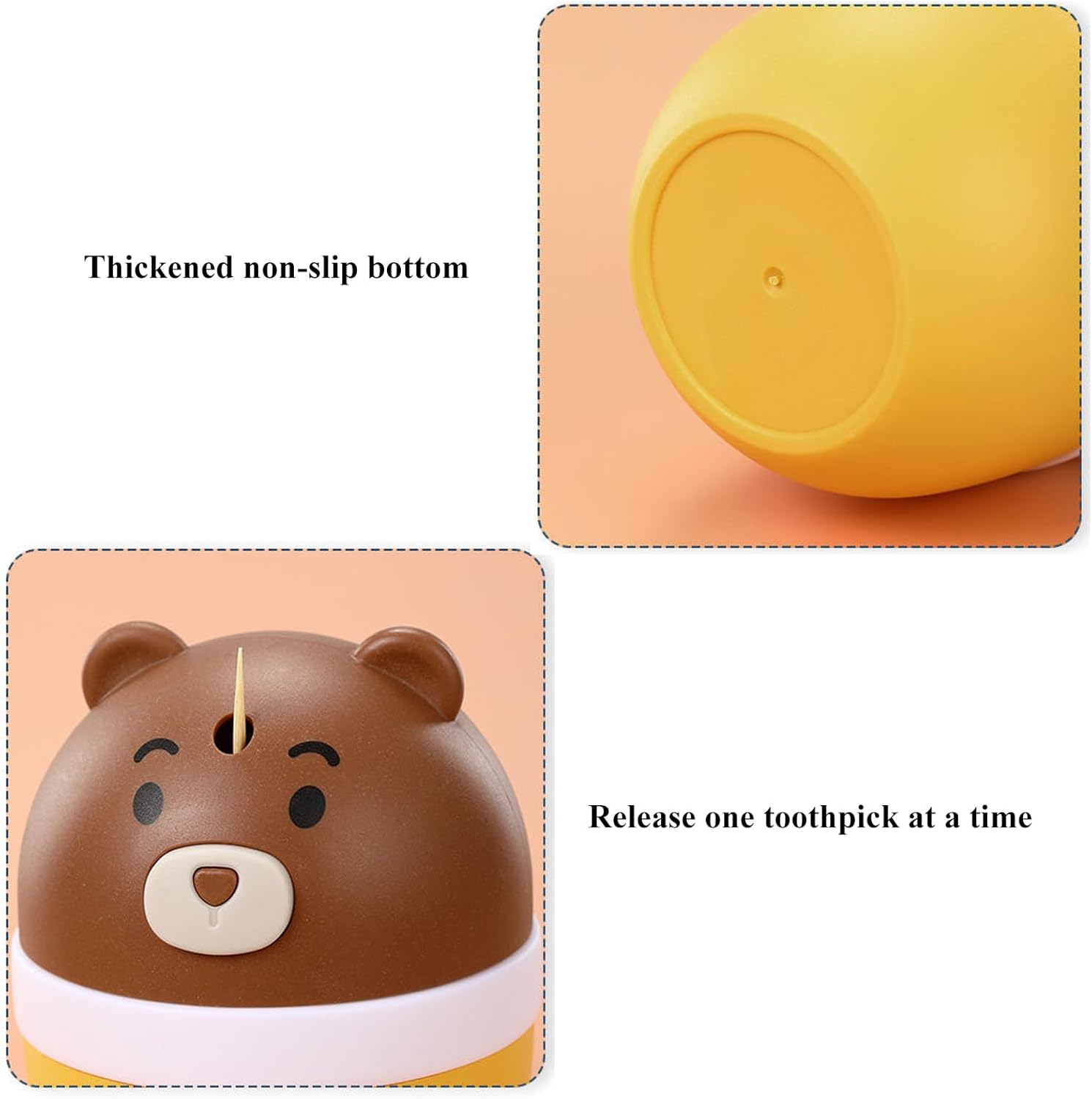 Dispensador de palillos de dientes creativo, dispensador automático de palillos de dientes con forma de oso lindo para cocina, restaurante, hotel,