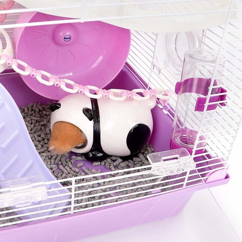 Casa de hámster de cerámica para hámster, bonita piel de hámster enano para decoración, jaula de hábitats de mascotas para animales pequeños para