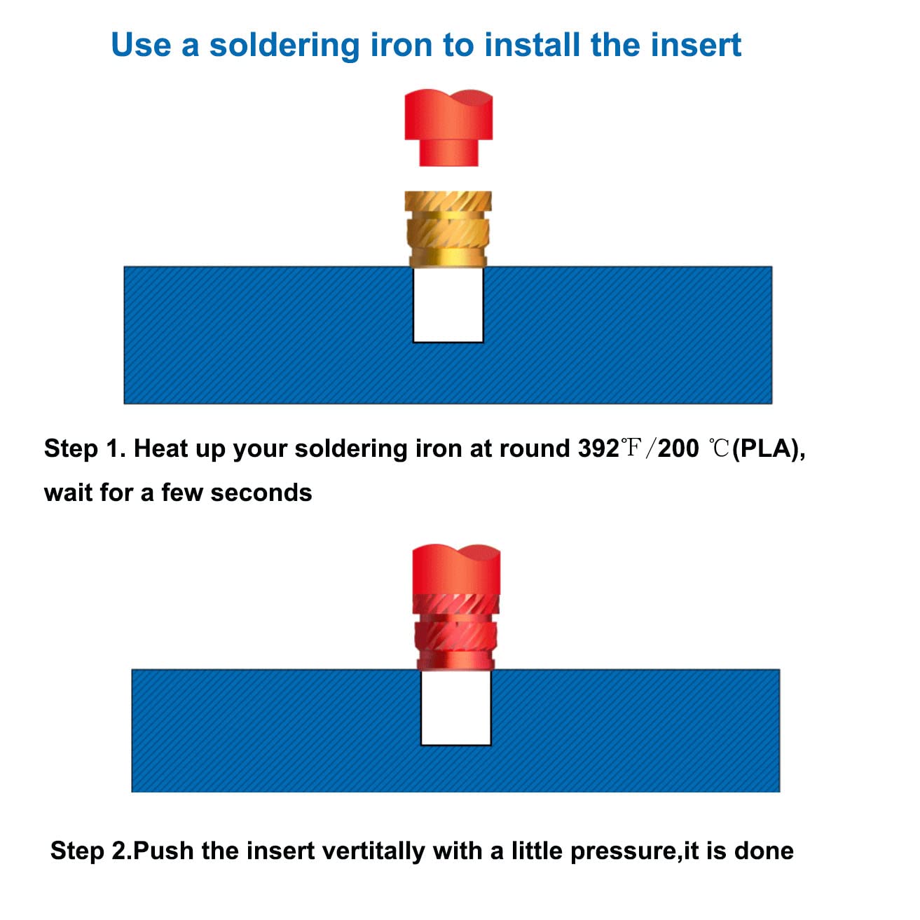 M2 M2.5 M3 Juego de calor Insertos para tuercas de inserción de latón roscado de plástico para impresión 3D 170pcs