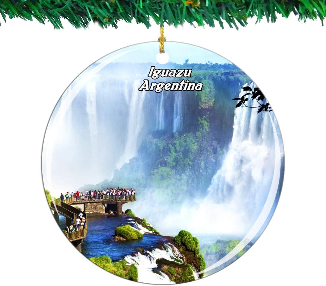 Weekino Adorno de Navidad del Parque Nacional Iguazú Argentina, colección de recuerdos de viaje de la ciudad, porcelana de doble cara, decoración de