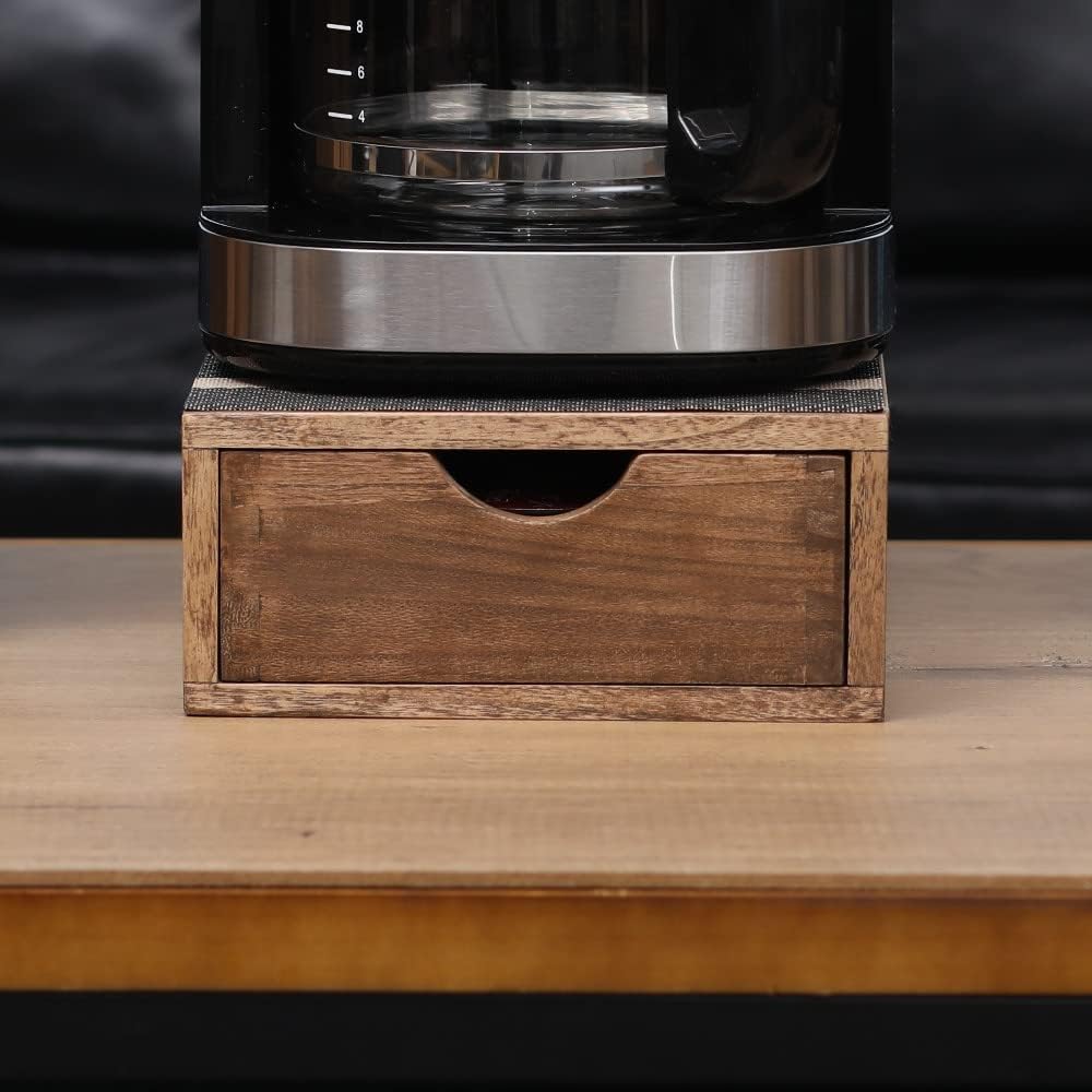 Soportes para cápsulas de café de 1 capa y 1 cajón, marrón oscuro (CF1D1C-DK)