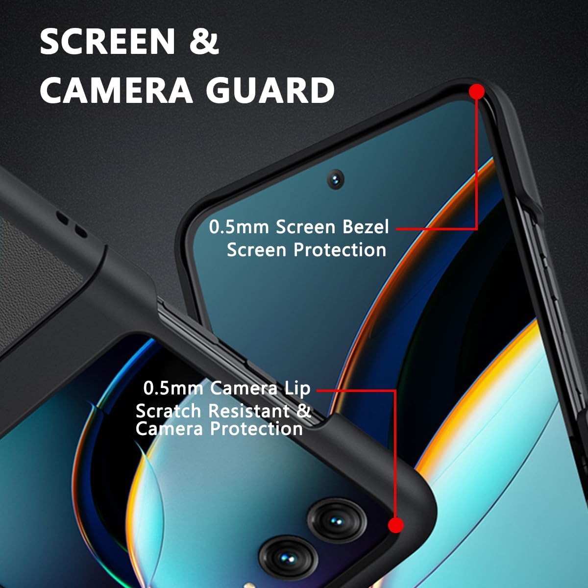 Funda para Motorola Razr Plus 2023, funda para teléfono Motorola Razr+, parte trasera de piel sintética de lujo, protección a prueba de golpes,