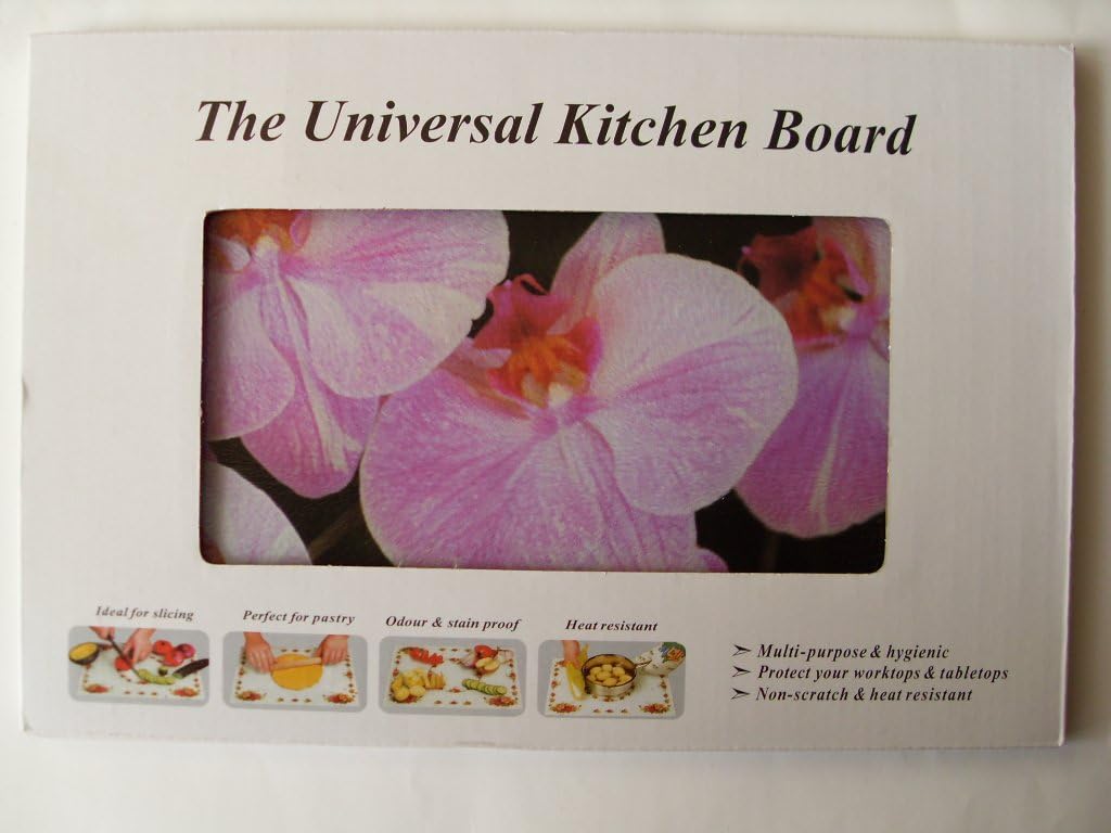 Tabla de cortar de vidrio templado 12 X 8 orquídea cocina arte superficie ahorrador