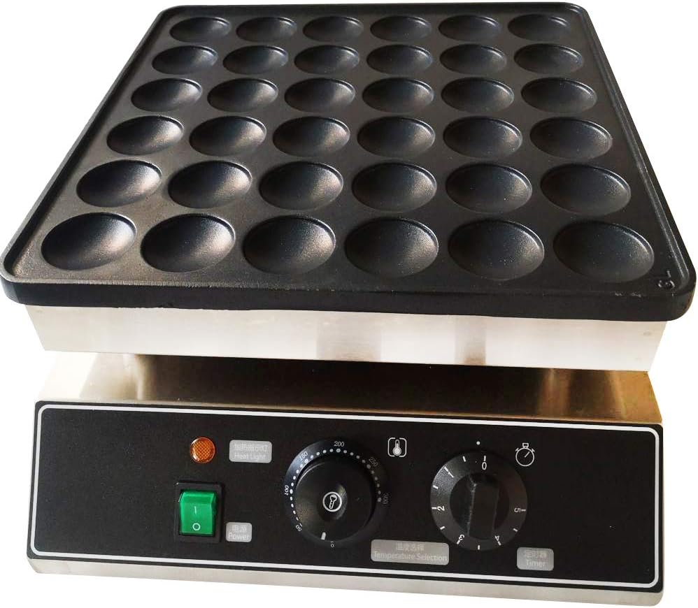 Mini máquina eléctrica para hacer panqueques de 36 agujeros, 1000 W, plancha comercial holandesa para panqueques, máquina comercial para hacer