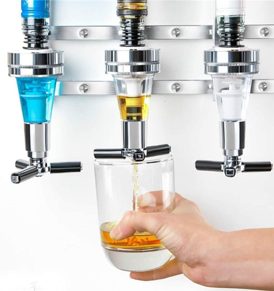 HAPYFMSHI Dispensador de licor para casa montado en la pared, grifo de cóctel para estación de alcohol, válvulas de liberación de empuje, barra