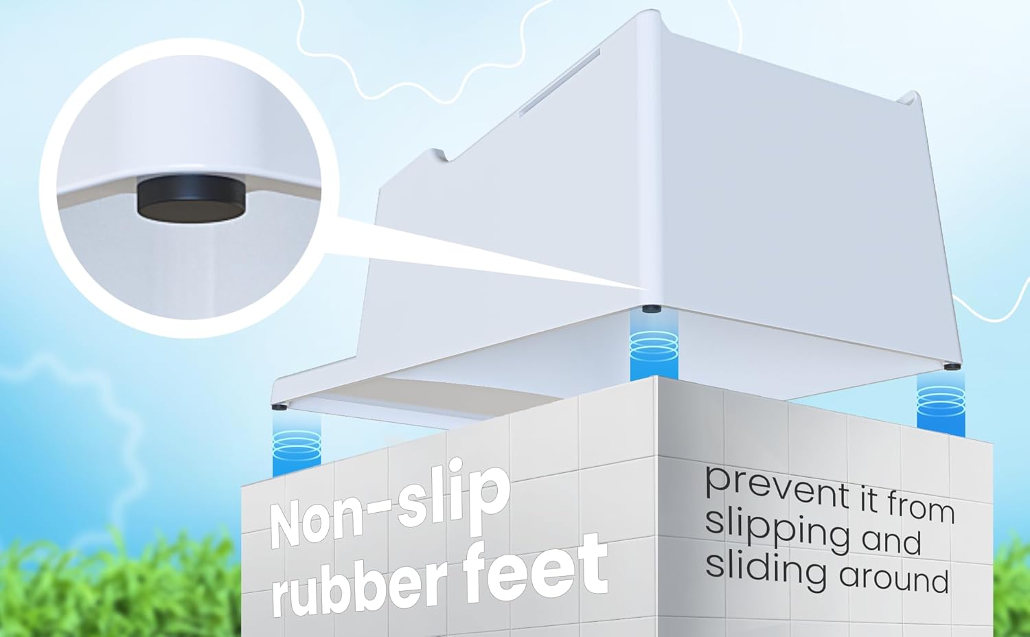 Skywin Soporte y organizador versátil de detergente para ropa, soporte para detergente líquido, almacenamiento de vasos de jabón, pedestal