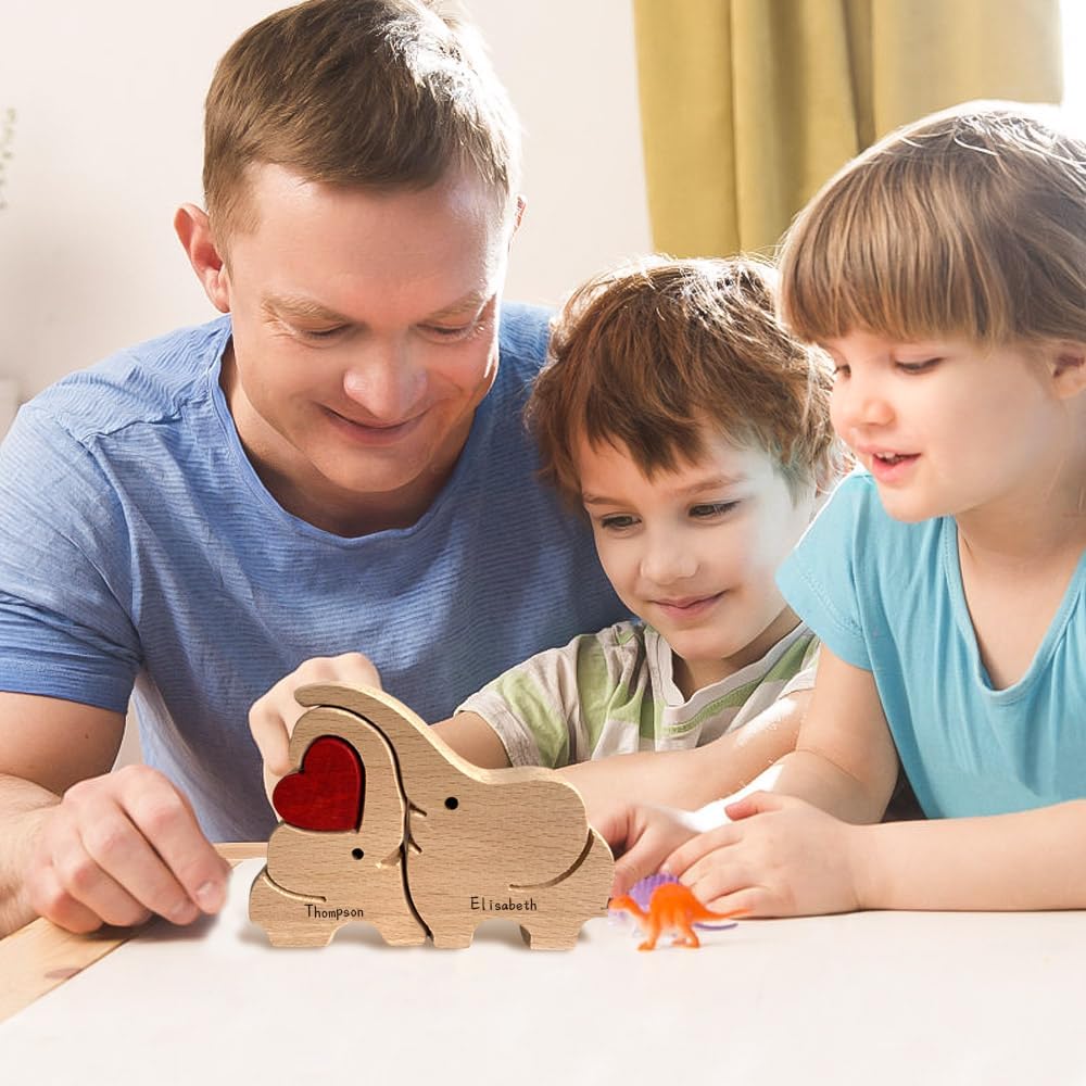 Rompecabezas de madera personalizado para la familia, regalos con nombre, rompecabezas de madera personalizable con 1-8 nombres, pieza decorativa