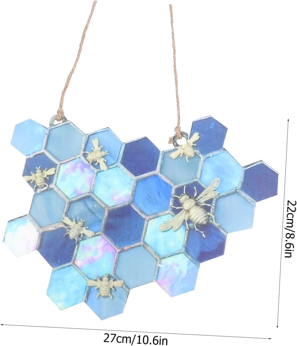 Gadpiparty 1 adorno de panal de abeja colgante de cristal de colmena de abeja, decoración de abeja, figura de cristal de miel, vitral, decoración