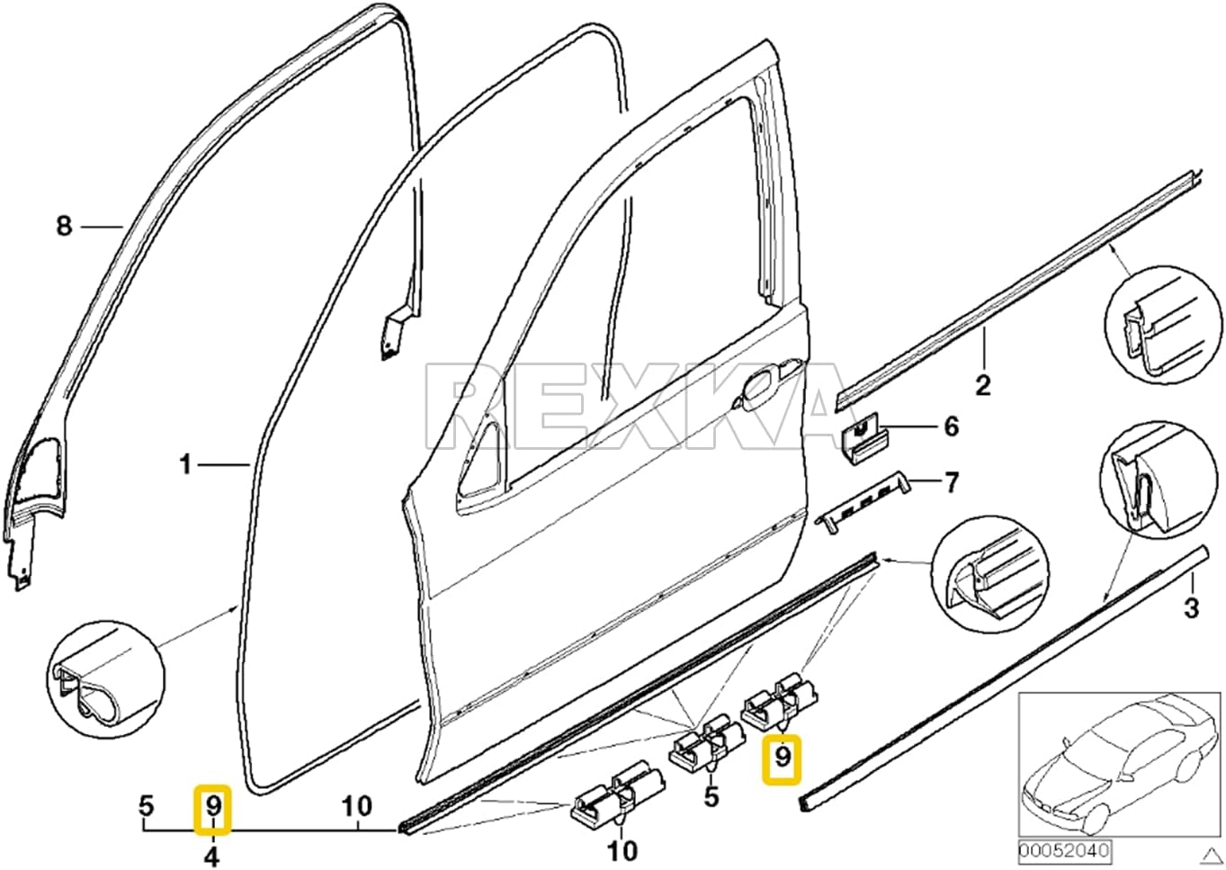 Rexka 51337008409 – Abrazadera de moldura para puerta (15 unidades)