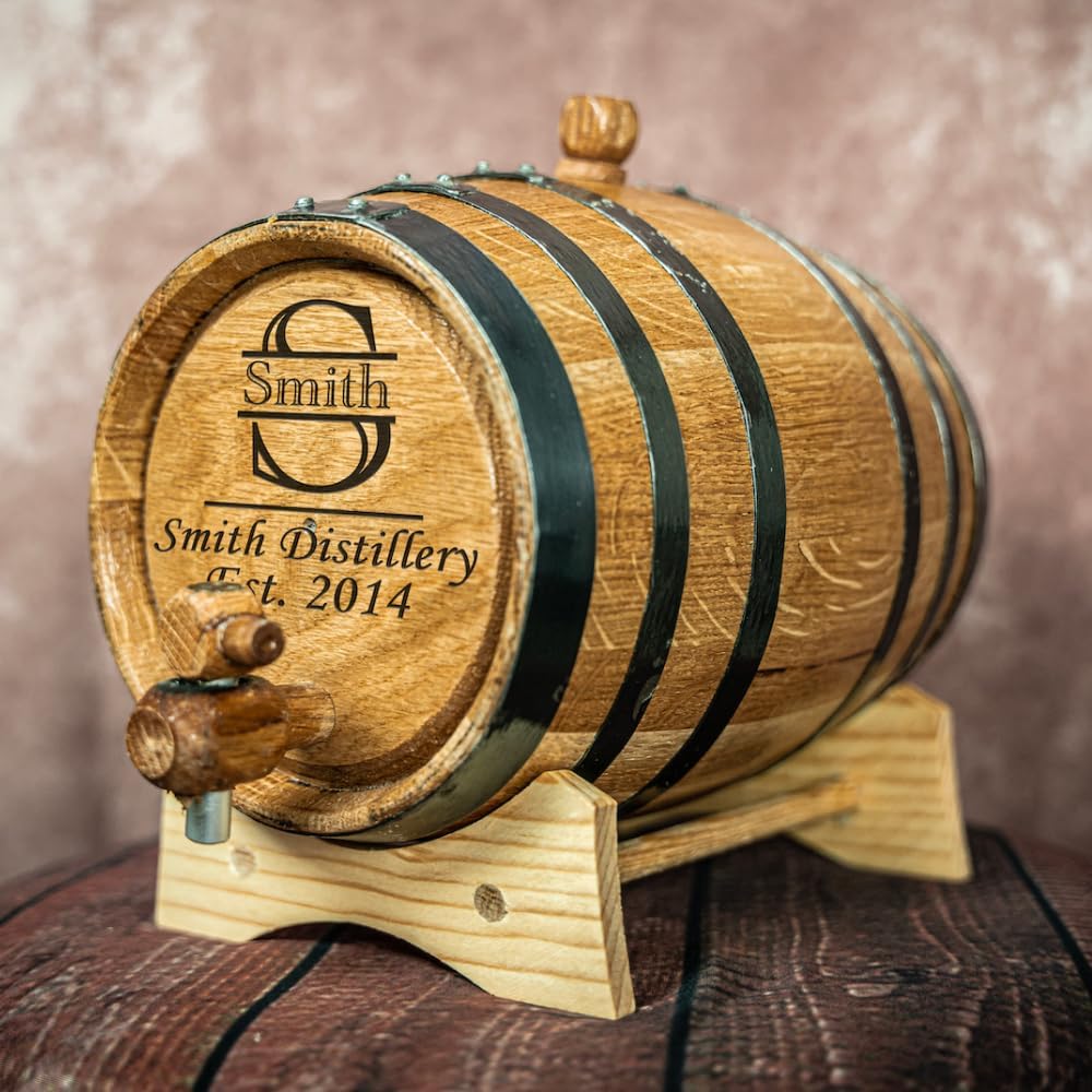 Barril de envejecimiento personalizado de alta calidad, diseño de letra, barril de madera de roble personalizado, perfecto para whisky, bourbon,
