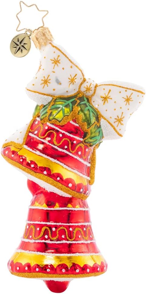 Christopher Radko Adorno decorativo de cristal europeo hecho a mano, campanas de Navidad clásicas