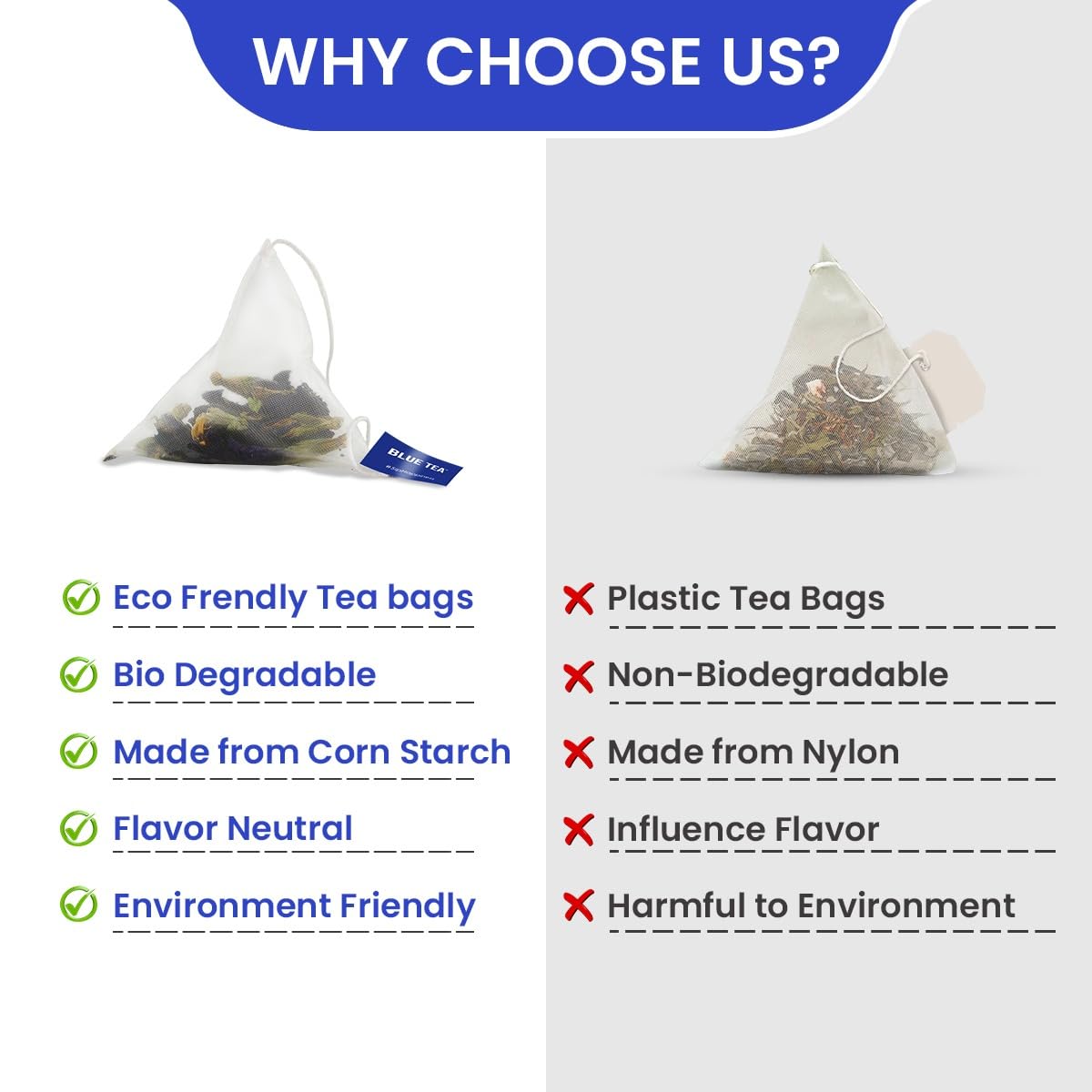 BLUE TEA – Té de hierbas de hibisco y frambuesa – 18 bolsas de té  Regalo del día de la madre  Vegano sin cafeína – Sin gluten – Sin OMG  Bolsa de