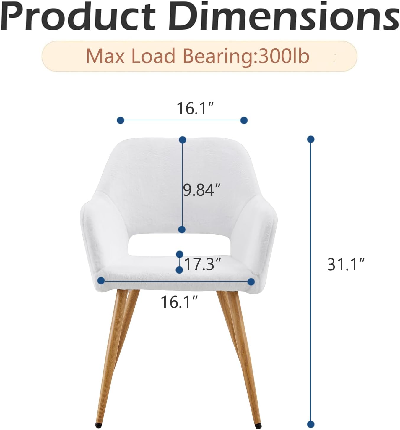 Sillas de comedor de piel sintética blanca, sillas laterales de mediados de siglo, silla de comedor para cocina, comedor, pata de acero de pintura