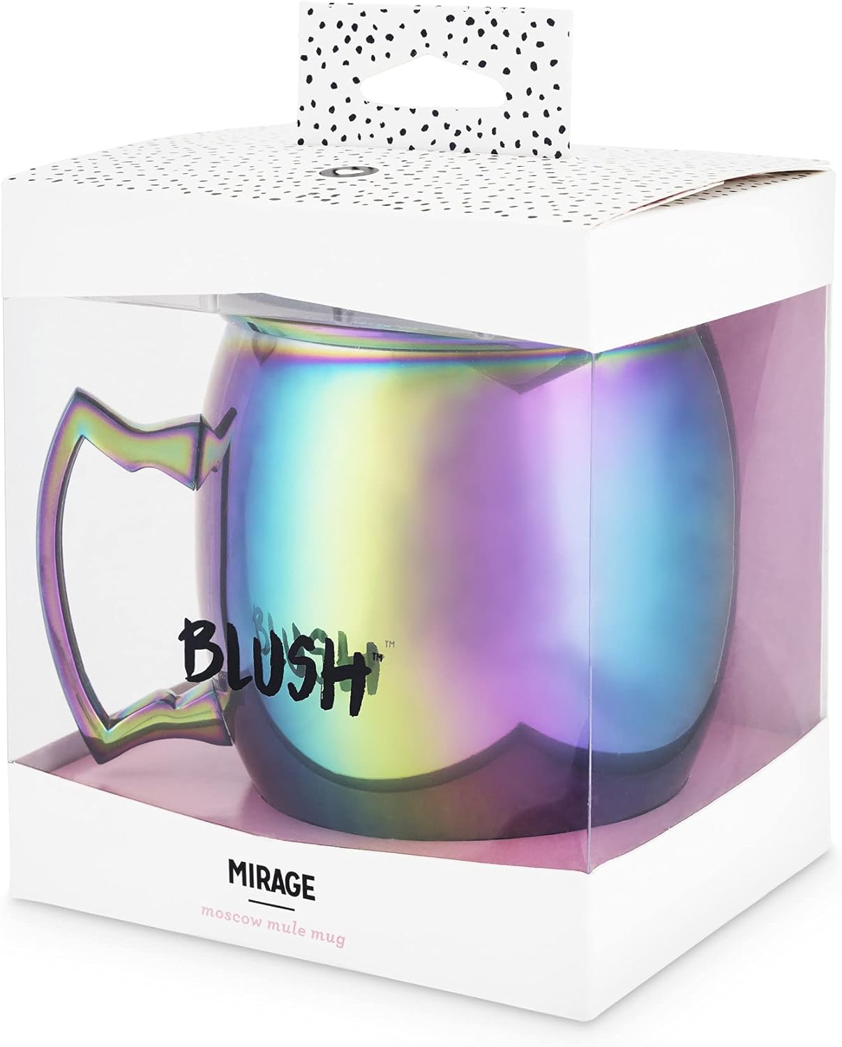 Blush Mirage Moscow Mule – Taza iridiscente, vaso de cóctel de metal de 16 onzas, acero inoxidable, acabado arcoíris, juego de 1