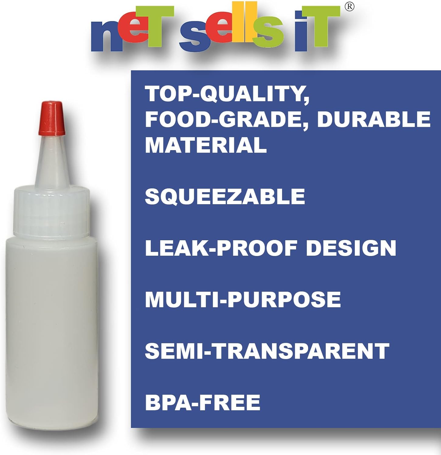 Paquete de 4 mini botellas de 1 onza  LDPE translúcido de grado alimenticio sin BPA con tapa Yorker para artes, manualidades, pegamento, glaseado,
