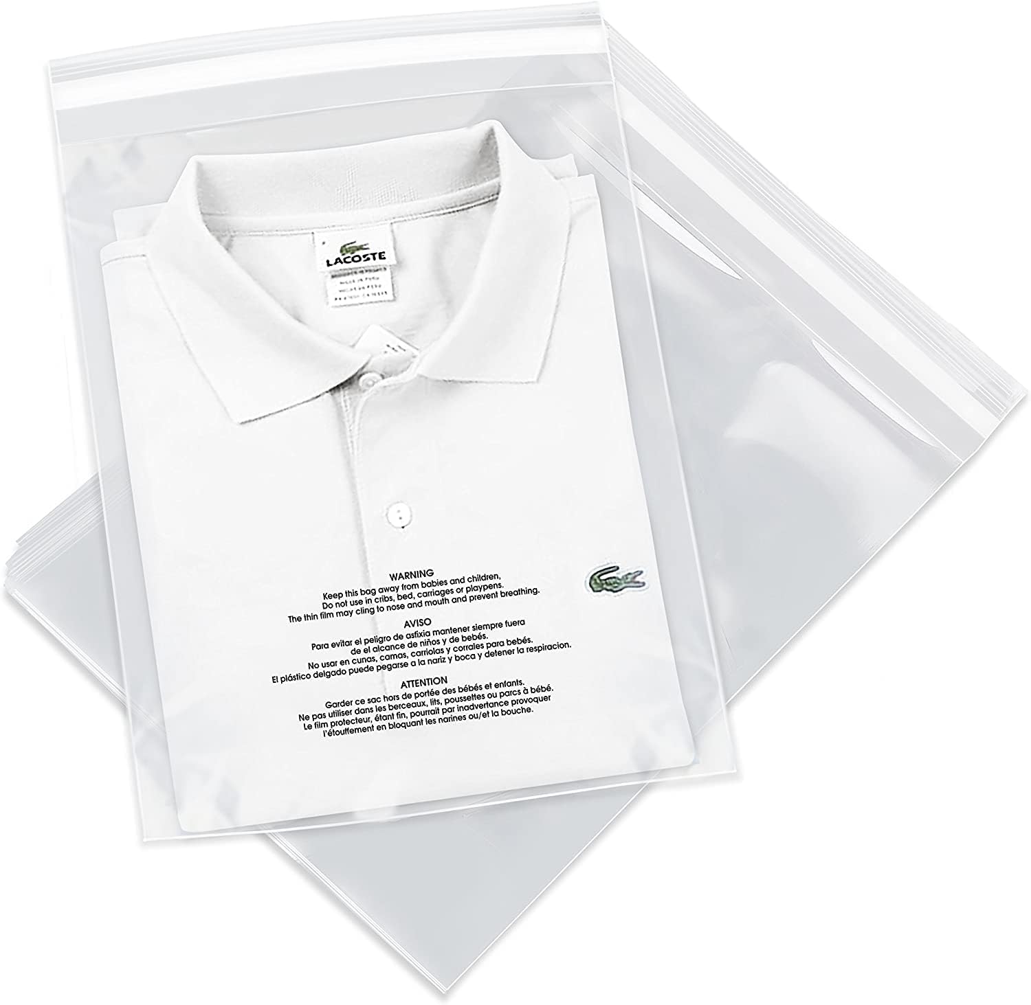 Spartan Industrial – Bolsas de polietileno transparente autosellantes de 10 x 15 pulgadas (200 unidades) con advertencia de asfixia para embalaje,