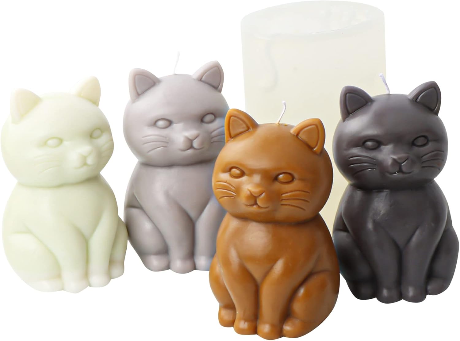 Molde de vela 3D para gatos, molde de fundición de resina animal de silicona, molde de silicona para gatos gordos para chocolate, fondant, jabón,