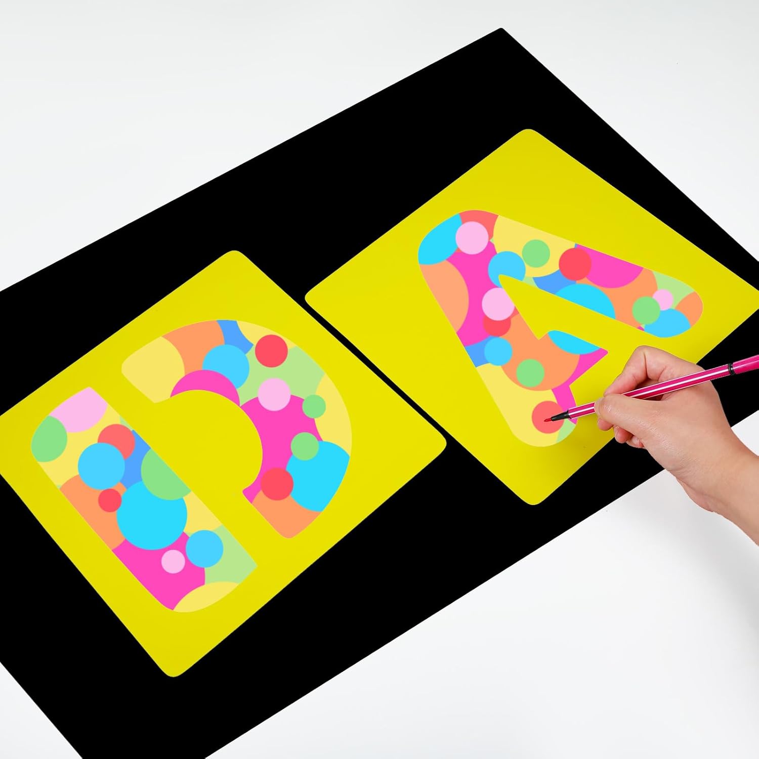 TecUnite Juego de 26 plantillas de letras del alfabeto, plantillas de letras de plástico para aprendizaje de pintura, decoración de manualidades (12