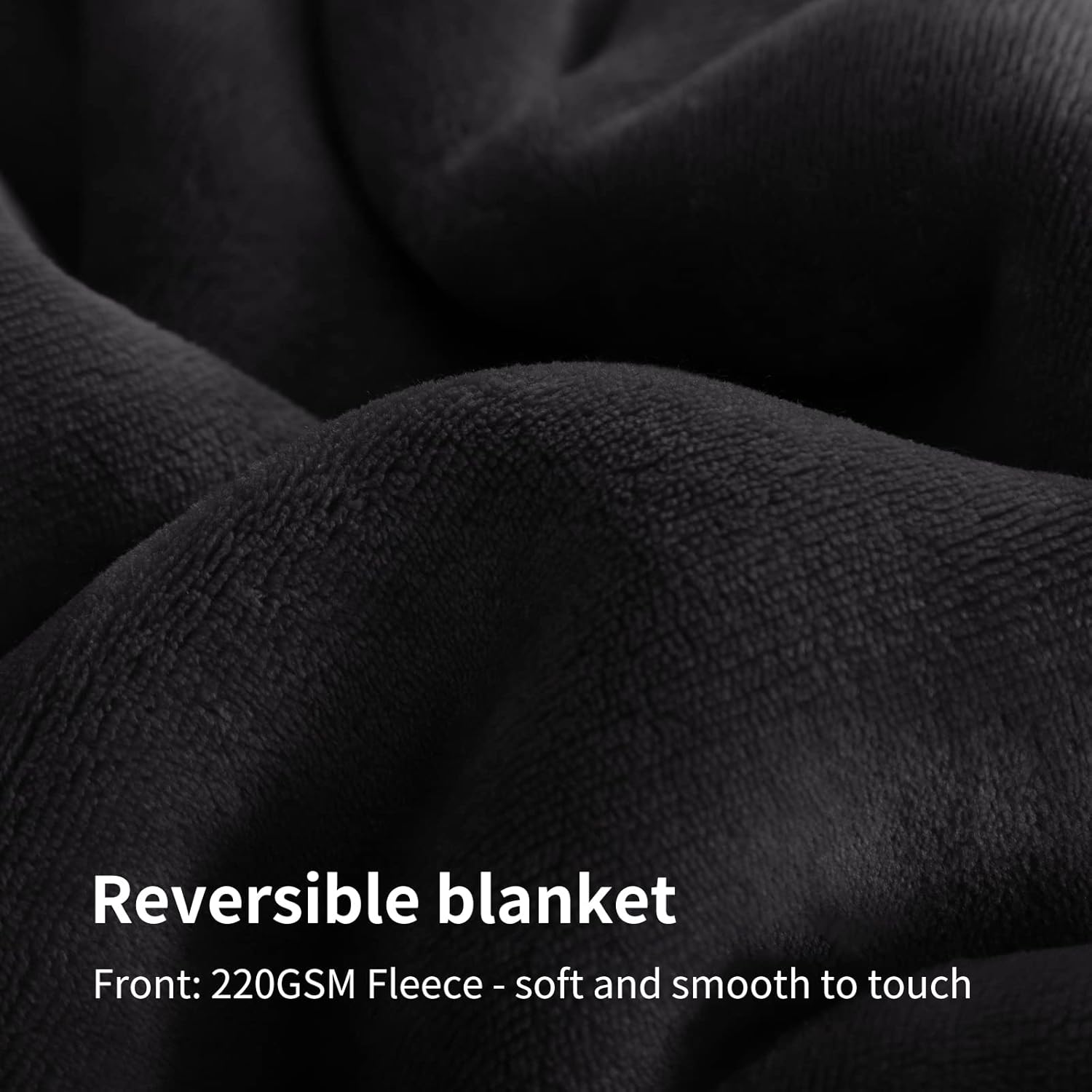 Aisbo Manta cálida Queen  Manta reversible de franela Sherpa extra gruesa color negro para cama grande tamaño Queen, manta de invierno de felpa