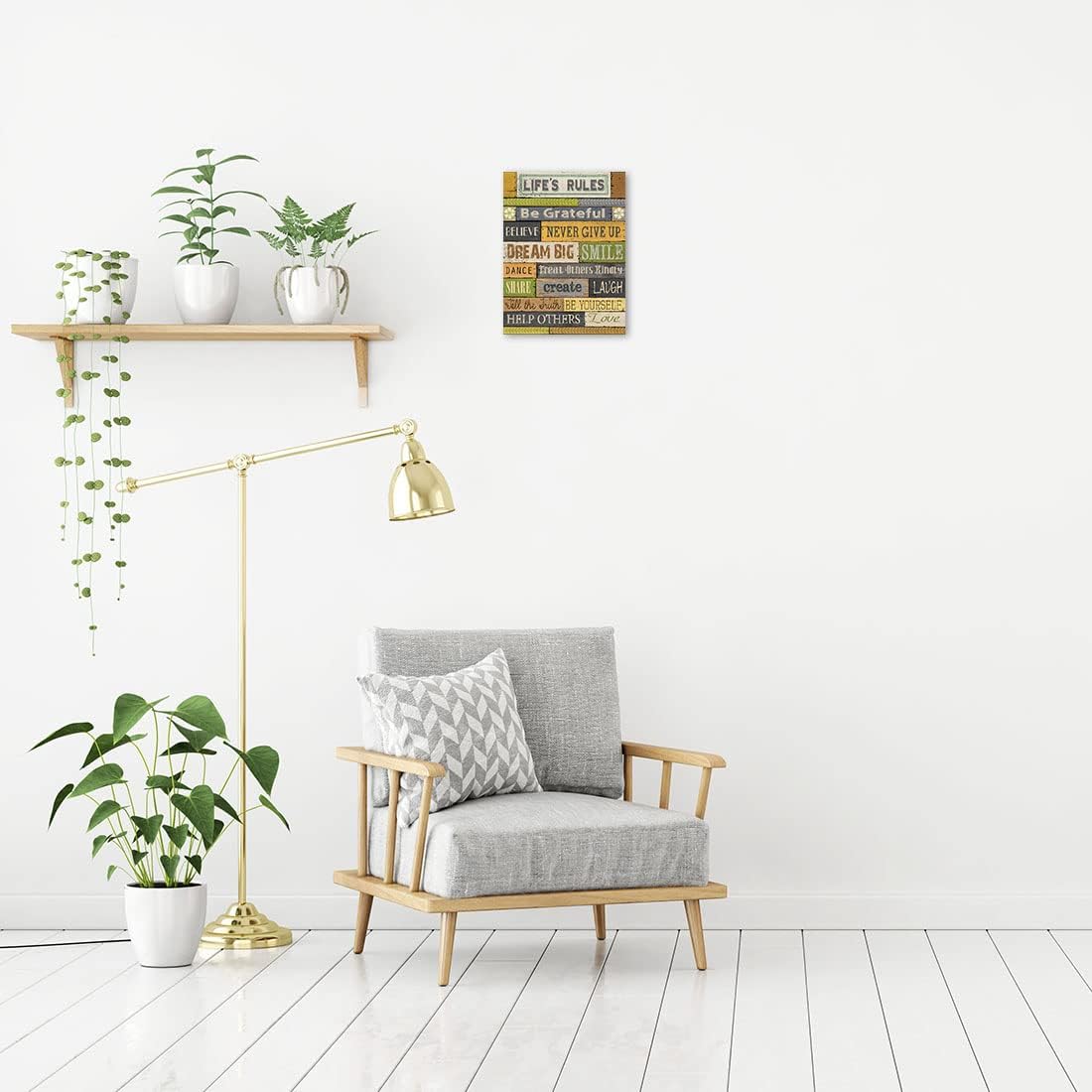 Merrleem Arte de pared con citas inspiradoras, reglas de la vida, decoración motivacional, impresión en lienzo para dormitorio, sala de estar (12 x