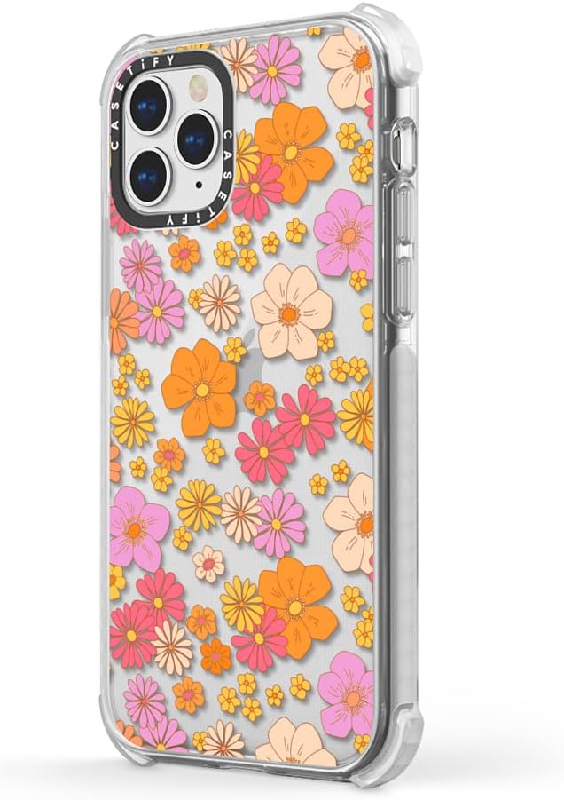 CASETiFY Funda Ultra Impact para iPhone 11 Pro protección contra caídas de 9.8 pies  Flores hippie retro boho (patrón floral de los años 6070 sobre