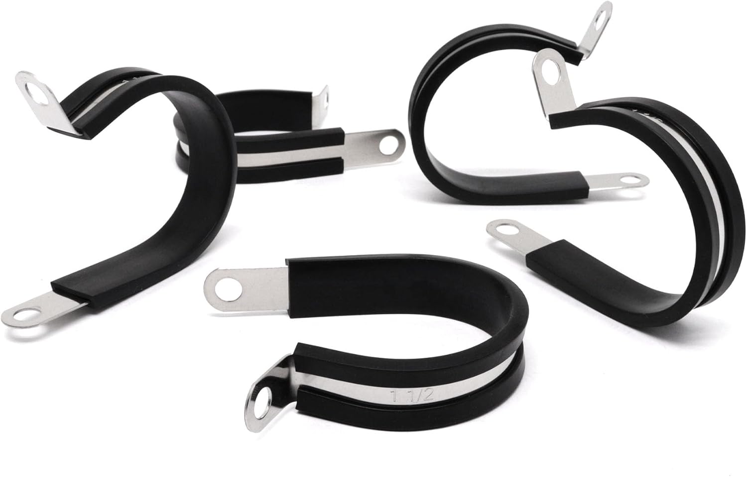Abrazadera de cable de 1-12 pulgadas, abrazadera de alambre aislada acolchada de goma, abrazaderas de conducto de acero inoxidable, clips de soporte