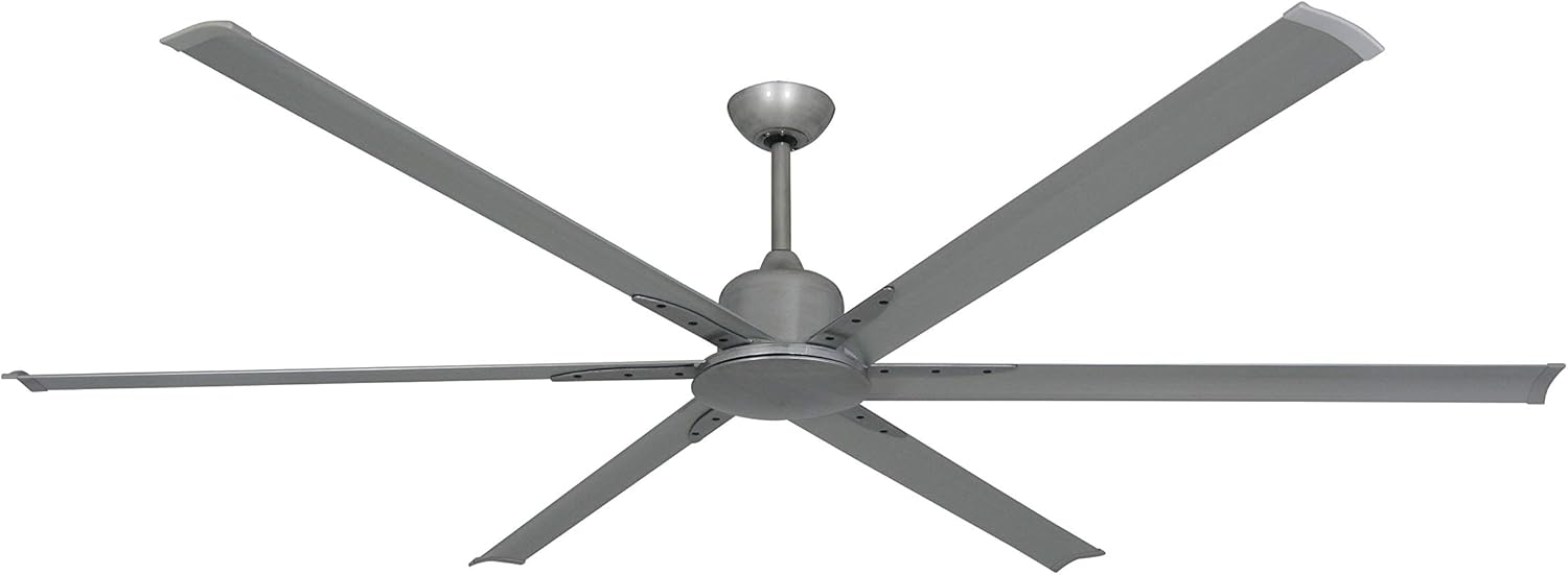 TroposAir Titan II Ventilador de techo industrial grande de níquel cepillado de 84 pulgadas con motor de CC, aspas de aluminio extruido y control