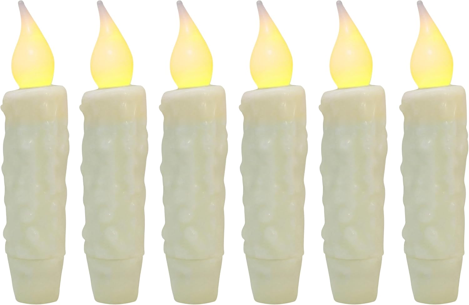 CVHOMEDECO. Velas de cera real sumergidas a mano, funciona con pilas, temporizador, velas rústicas primitivas sin llama, 4-34 pulgadas, marfil, 6