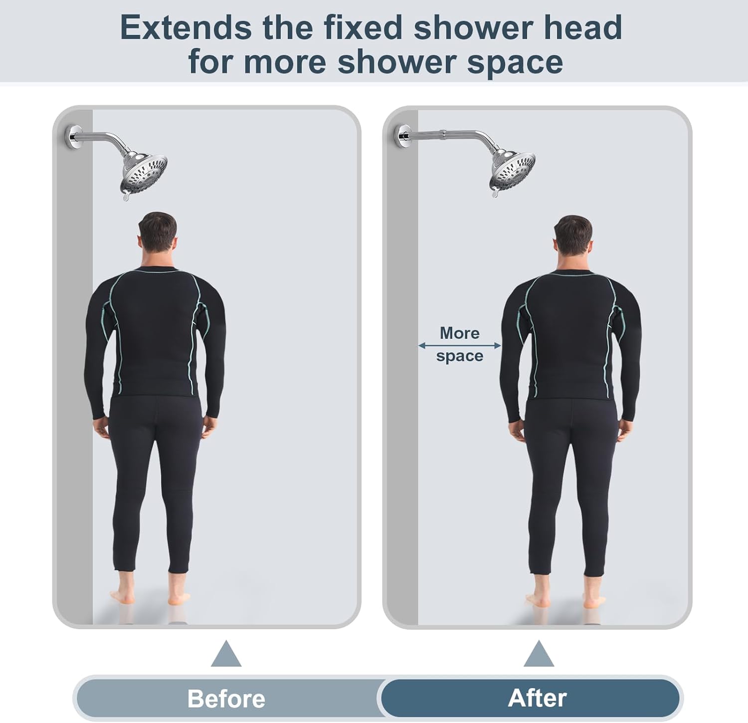 BRIGHT SHOWERS Extensor de brazo de ducha para lluvia y cabezal de ducha de mano, brazo de extensión de cabezal de ducha de 4 pulgadas, extensión de