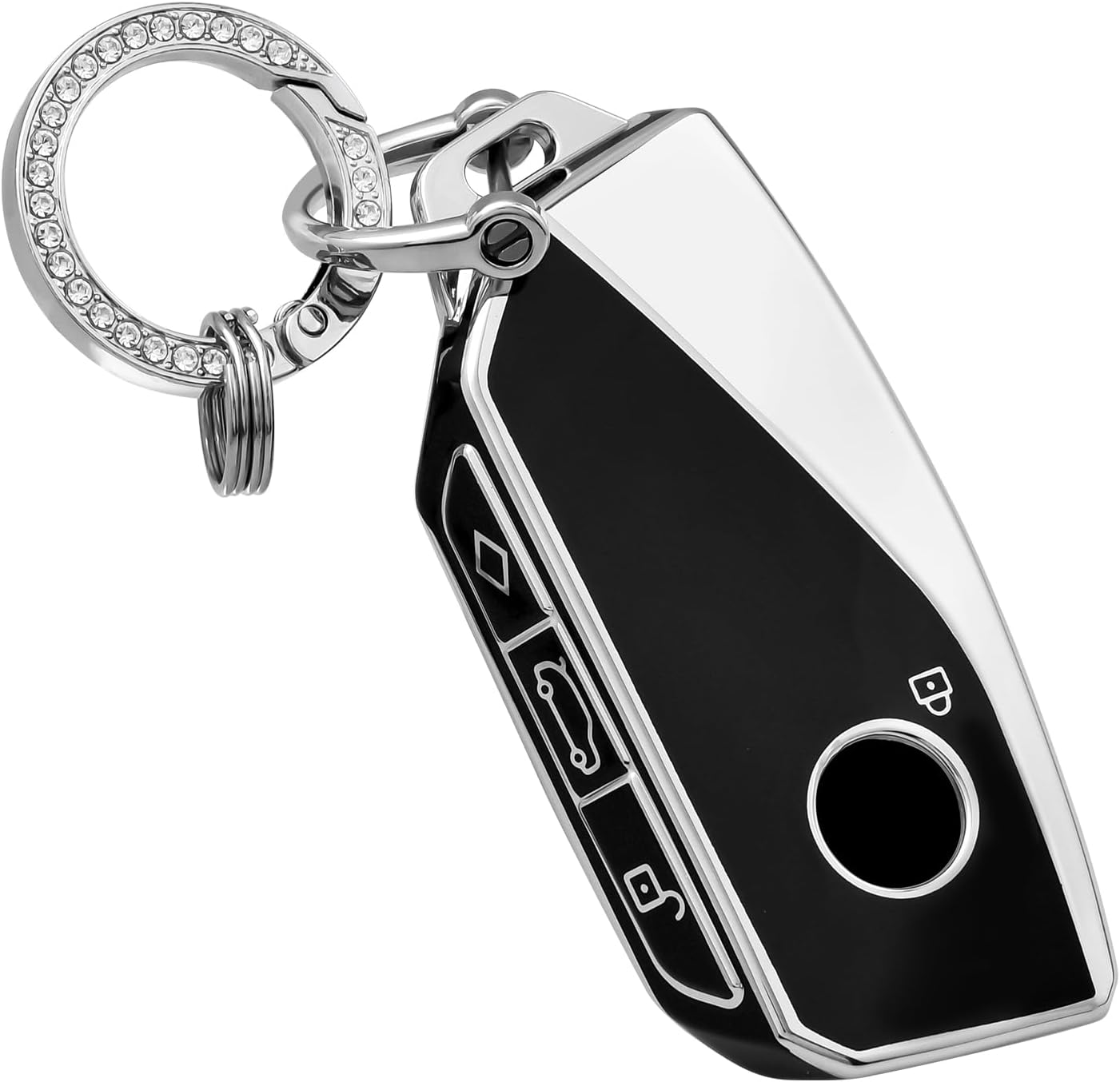 OFFCURVE Funda para llavero con llavero para BMW, compatible con BMW I7 M Sport 2023 X7 i7 xi X1 IX M5 7 Series 735Li 740 4 botones Smart Key Fob