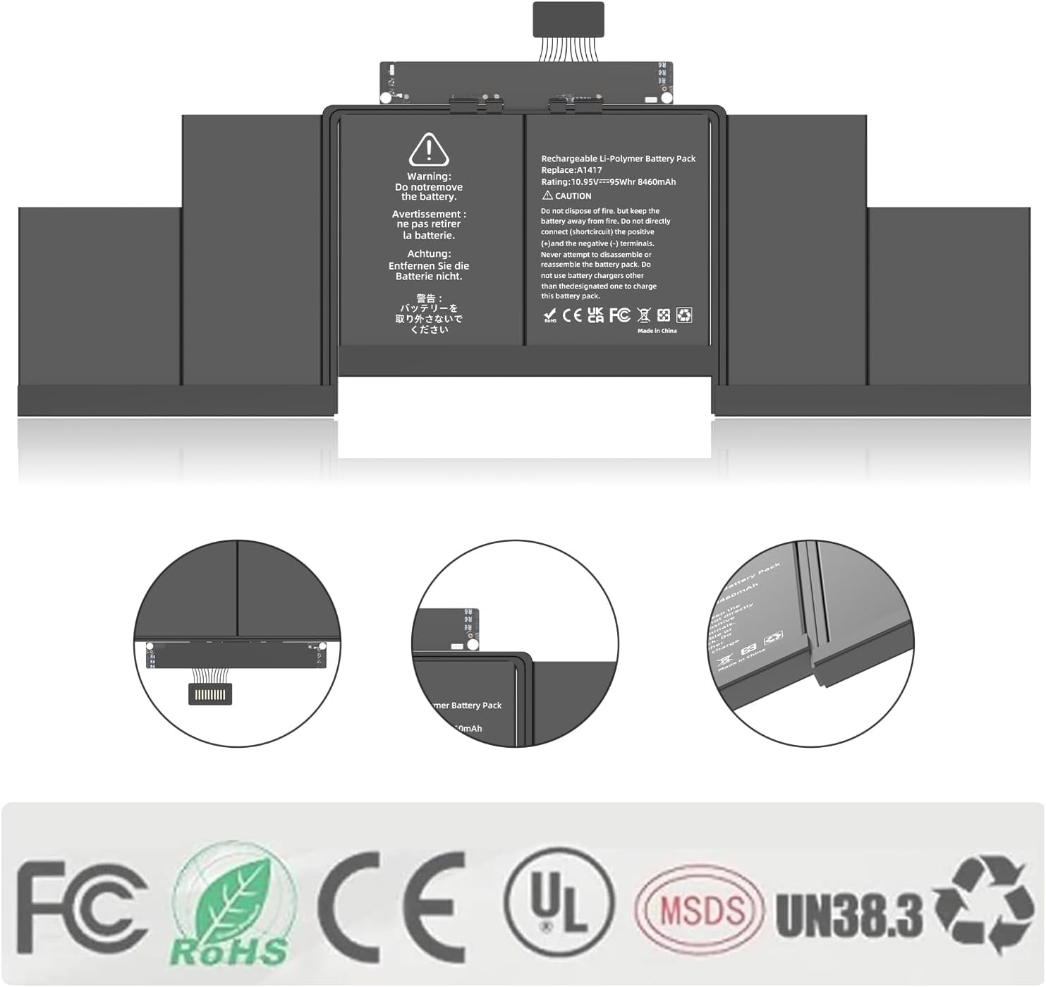 A1417 – Batería para portátil MacBook Pro 15 pulgadas Retina A1398 mediados de 2012 principios de 2013, compatible con ME665LLA MC976LLA ME664LLA