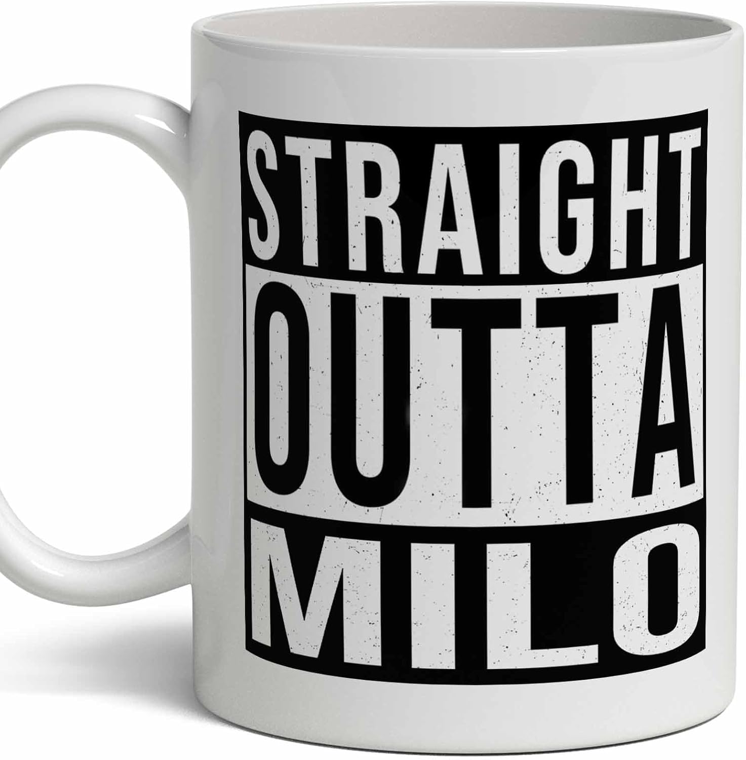 Regalo de apellido Milo. Taza de café personalizada con signo de apellido directo y personalizado. 11 onzas.