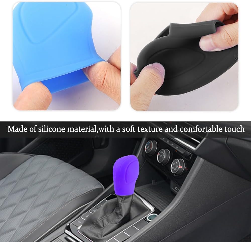 2 fundas de silicona para palanca de cambios de automóvil, cubierta antideslizante para pomo de palanca de cambios automático, protege eficazmente