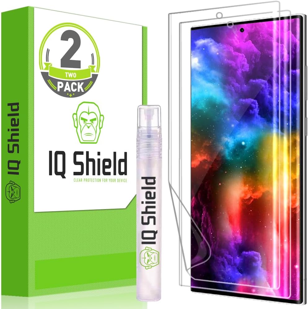 IQShield Paquete de 2 protectores de pantalla para Galaxy S22 Ultra película de TPU transparente, instalación sin burbujas, resistente a los