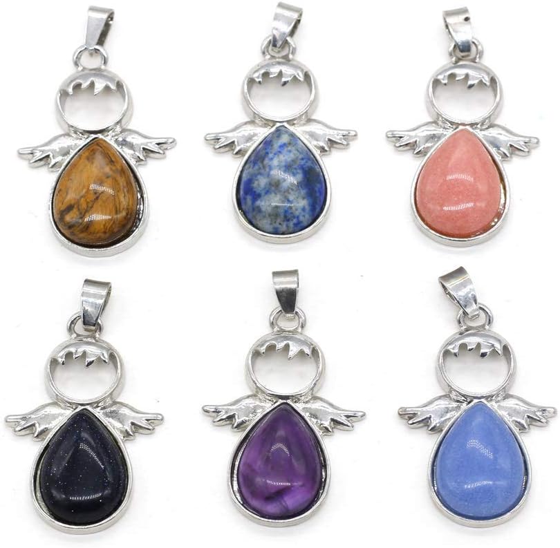 Zotoone 7 dijes de cristal de piedra natural, ángulo de 7 chakras, colgantes de piedras preciosas curativas para manualidades, collares, pulseras,