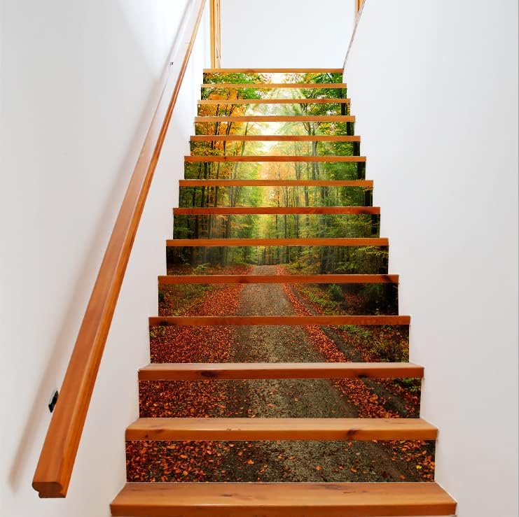 artfanke 13 calcomanías 3D de arce para escaleras de bosque de arce para despegar y pegar, calcomanías autoadhesivas para escaleras, calcomanías