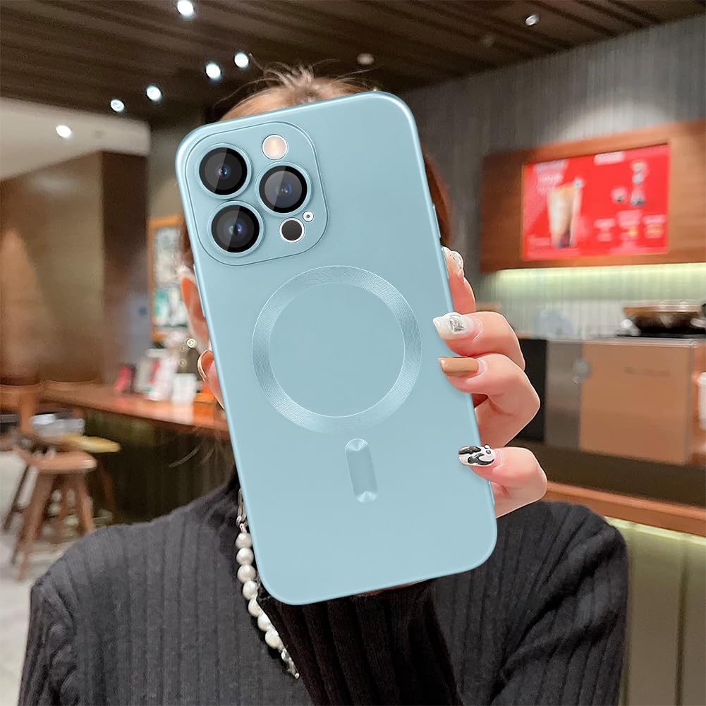 MOWIME Funda magnética compatible con iPhone 15 Pro compatible con Magsafe protector de lente de cámara delgada a prueba de golpes protección contra