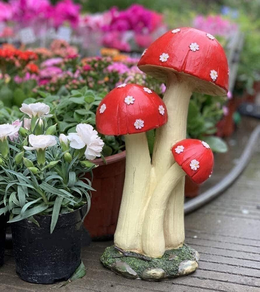 WEBOL Esculturas de animales para el patio, adornos de jardín, estatua de jardín de hongos al aire libre, escultura de hongos de jardín, bosque